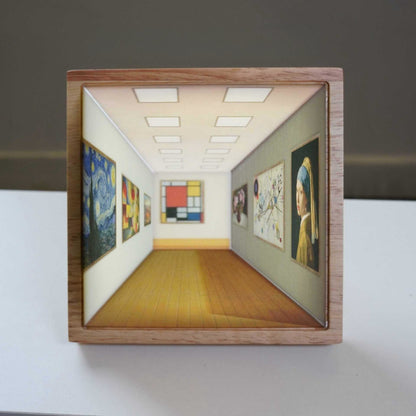 Luz de presença 3D com motivo de galeria de arte