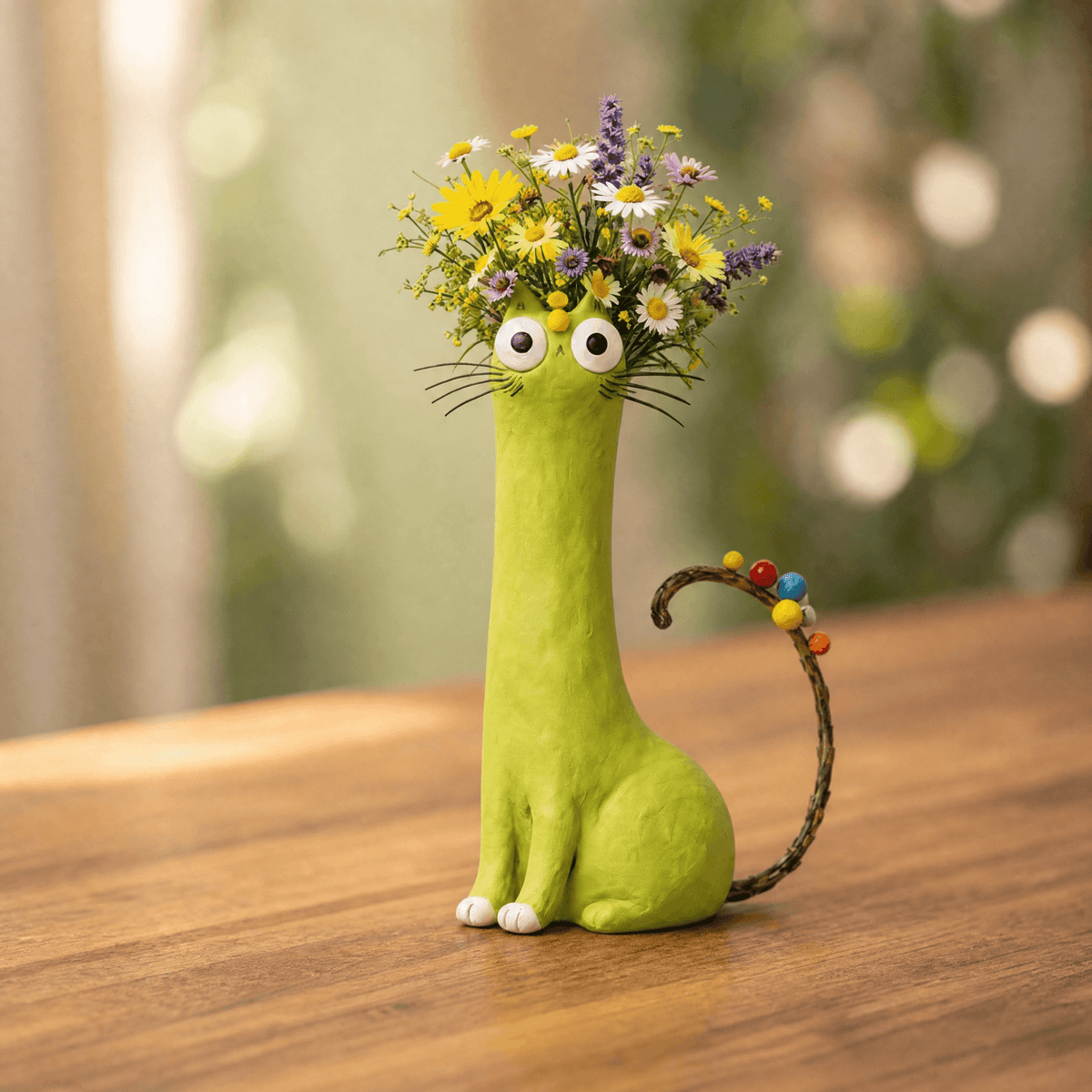 Dekorative Katzenvase aus Keramik für Blumen