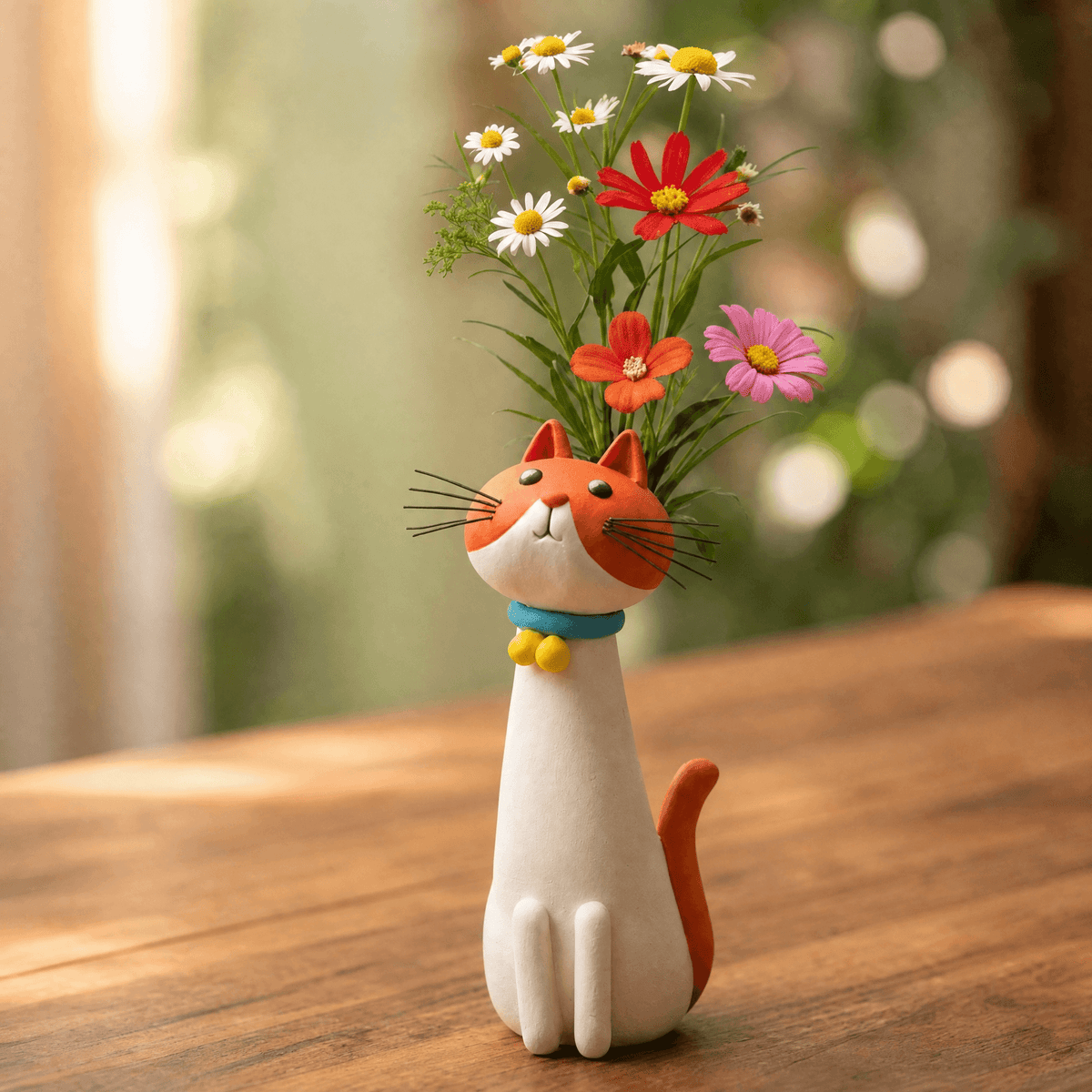Dekorative Katzenvase aus Keramik für Blumen