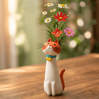 Dekorative Katzenvase aus Keramik für Blumen