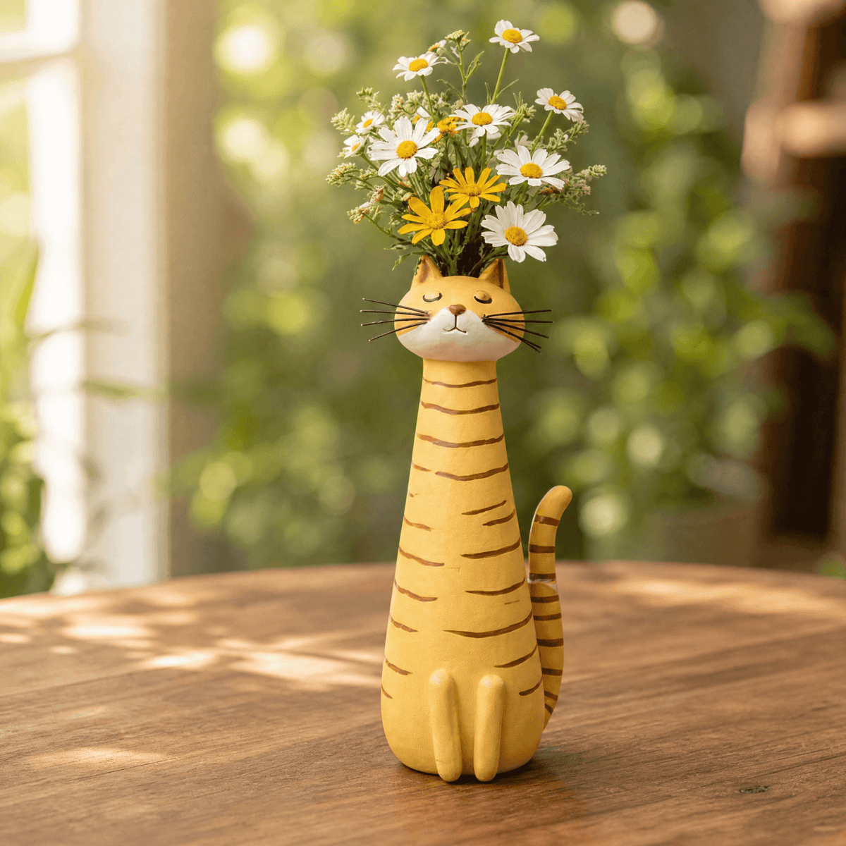 Dekorative Katzenvase aus Keramik für Blumen