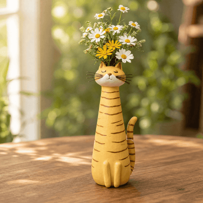 Dekorative Katzenvase aus Keramik für Blumen