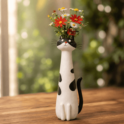 Dekorative Katzenvase aus Keramik für Blumen