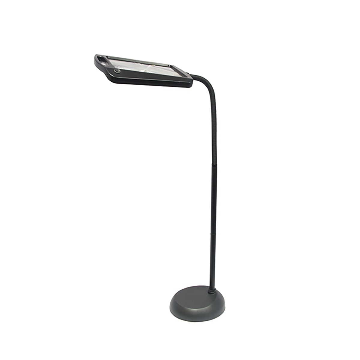 Candeeiro de pé LED com lupa e pescoço de cisne flexível