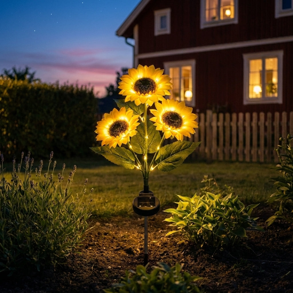 Lámpara solar con forma de girasol para el jardín