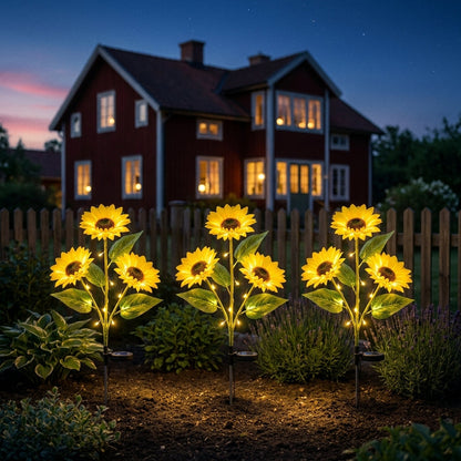 Lámpara solar con forma de girasol para el jardín