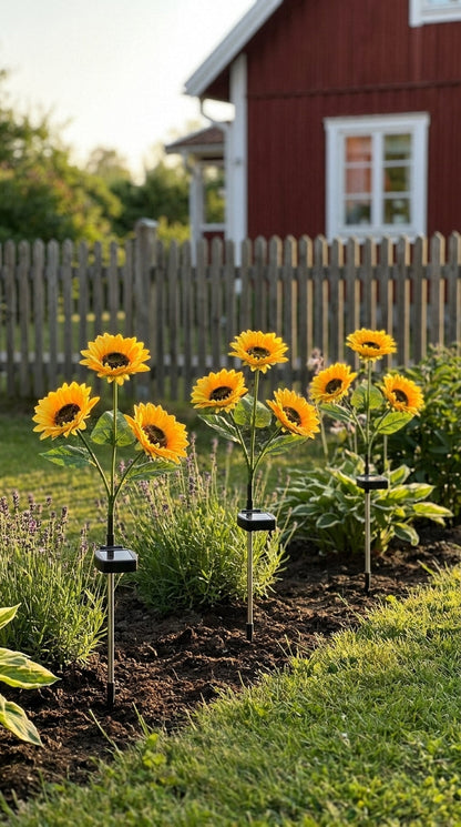 Lámpara solar con forma de girasol para el jardín
