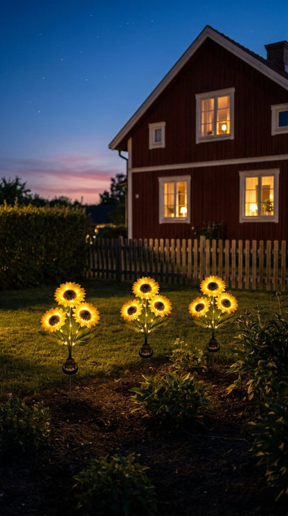 Lámpara solar con forma de girasol para el jardín