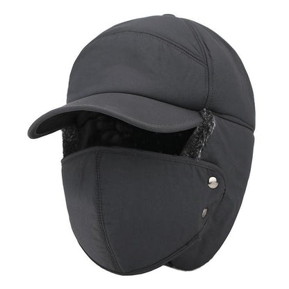 Gorro de inverno com abas para as orelhas e proteção facial amovível