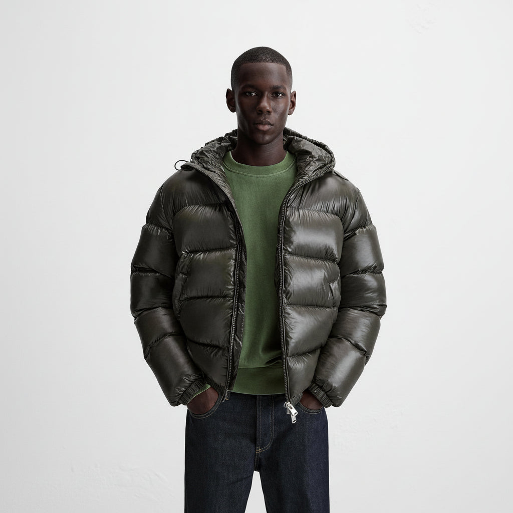 Chaqueta de invierno para hombre con capucha – chaqueta acolchada forrada