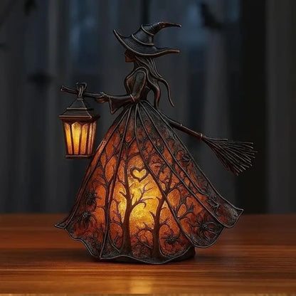 Figura de bruja de Halloween con farol LED