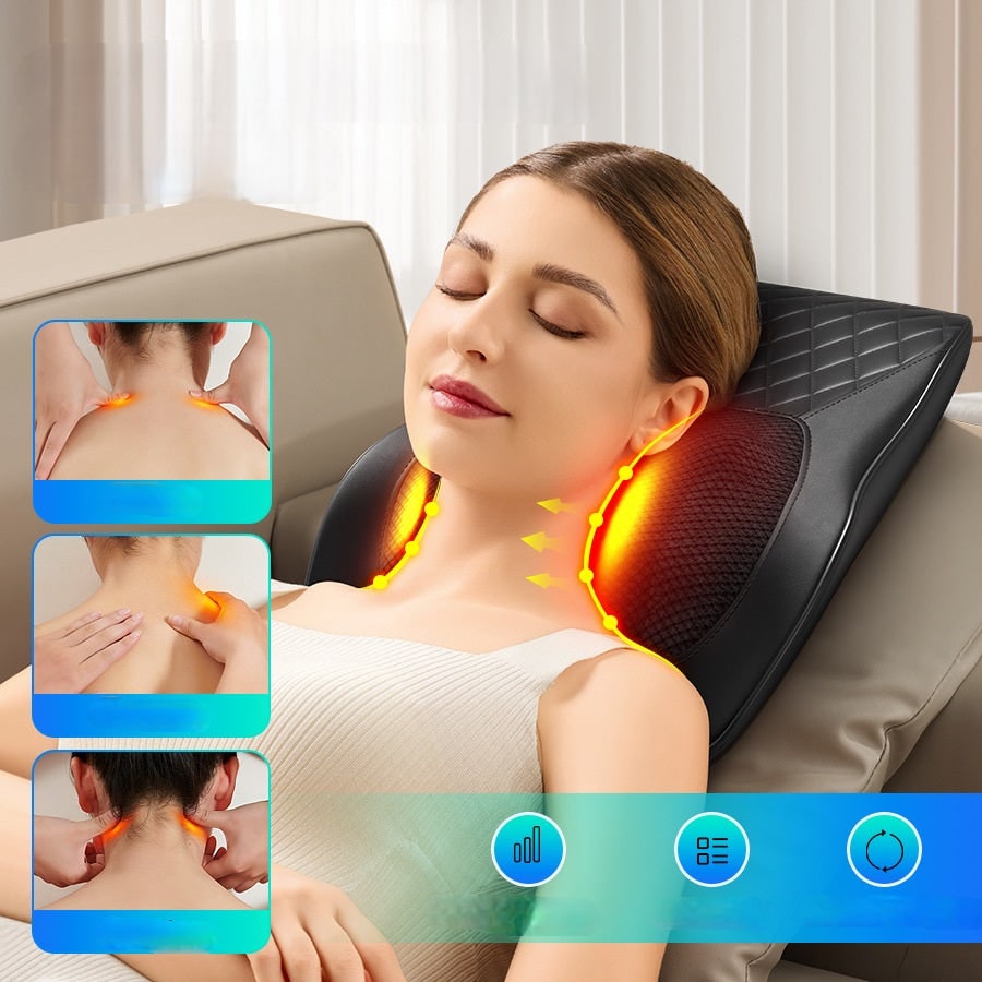 Almofada de massagem shiatsu com função de aquecimento e comando à distância