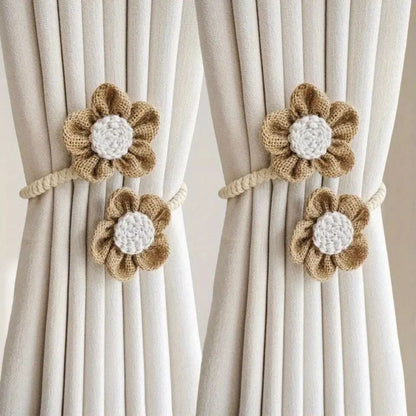 Blumen-Vorhanghalter aus Juteseil
