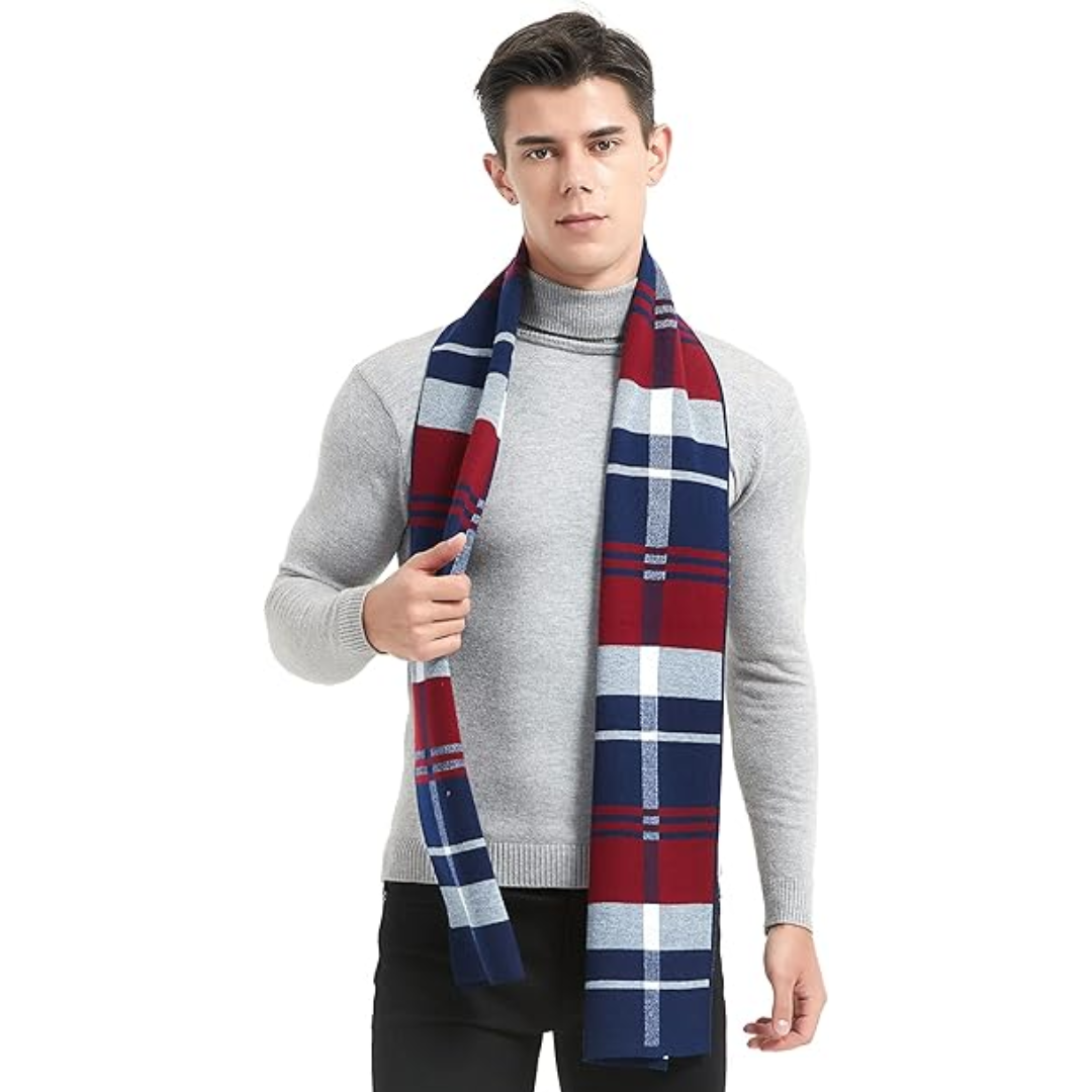 Herren-Schal mit Karomuster und elegantem Streifendesign