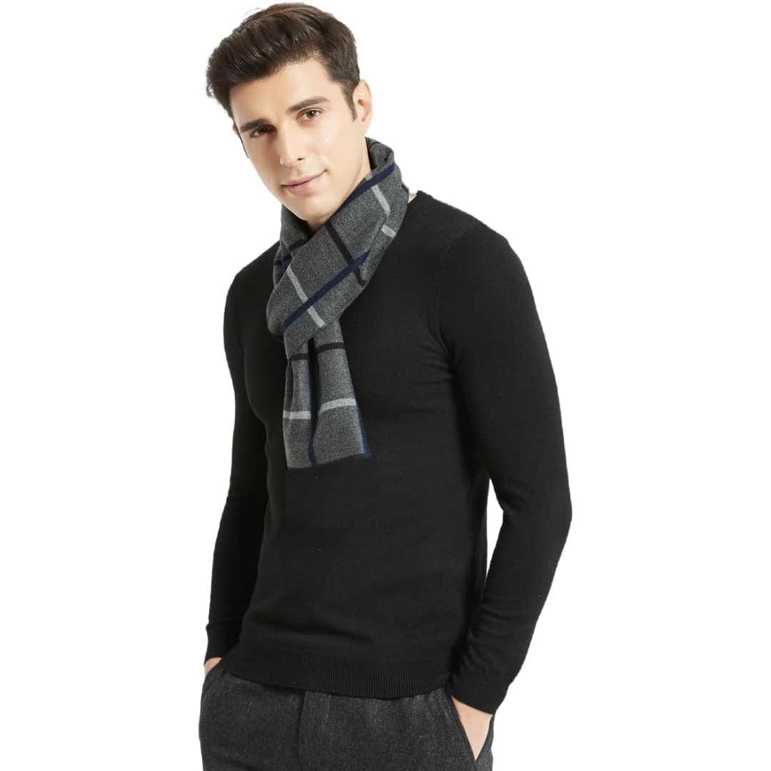 Herren-Schal mit Karomuster und elegantem Streifendesign