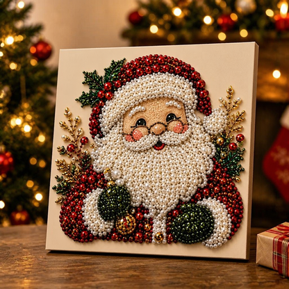 Weihnachtliches Perlenbild Bastelset mit Weihnachtsmann Motiv
