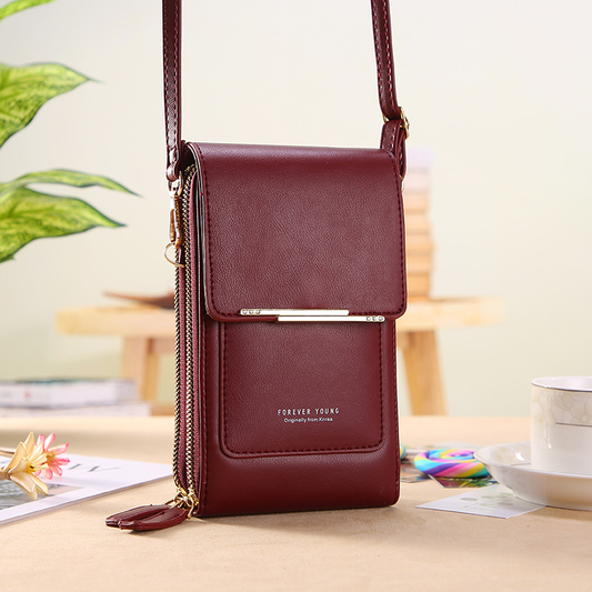 Bolso de mano con pantalla táctil y función de cartera: bandolera compacta para uso diario