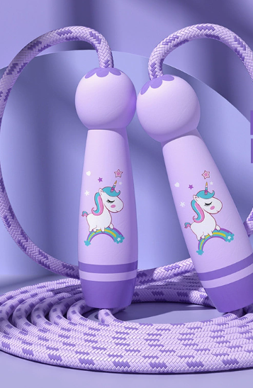 Unicorn užad za preskakanje - Ugodno užad za djecu s drvenim drškama