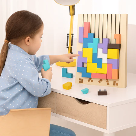 Dječja drvena Tetris slagalica – Poučno i kreativno