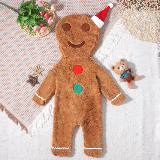 Fato-macaco infantil de gengibre com capuz