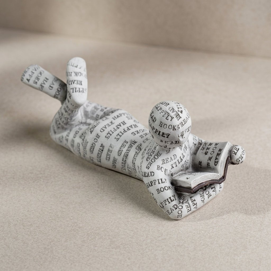 Figura decorativa de lector para estantería y escritorio