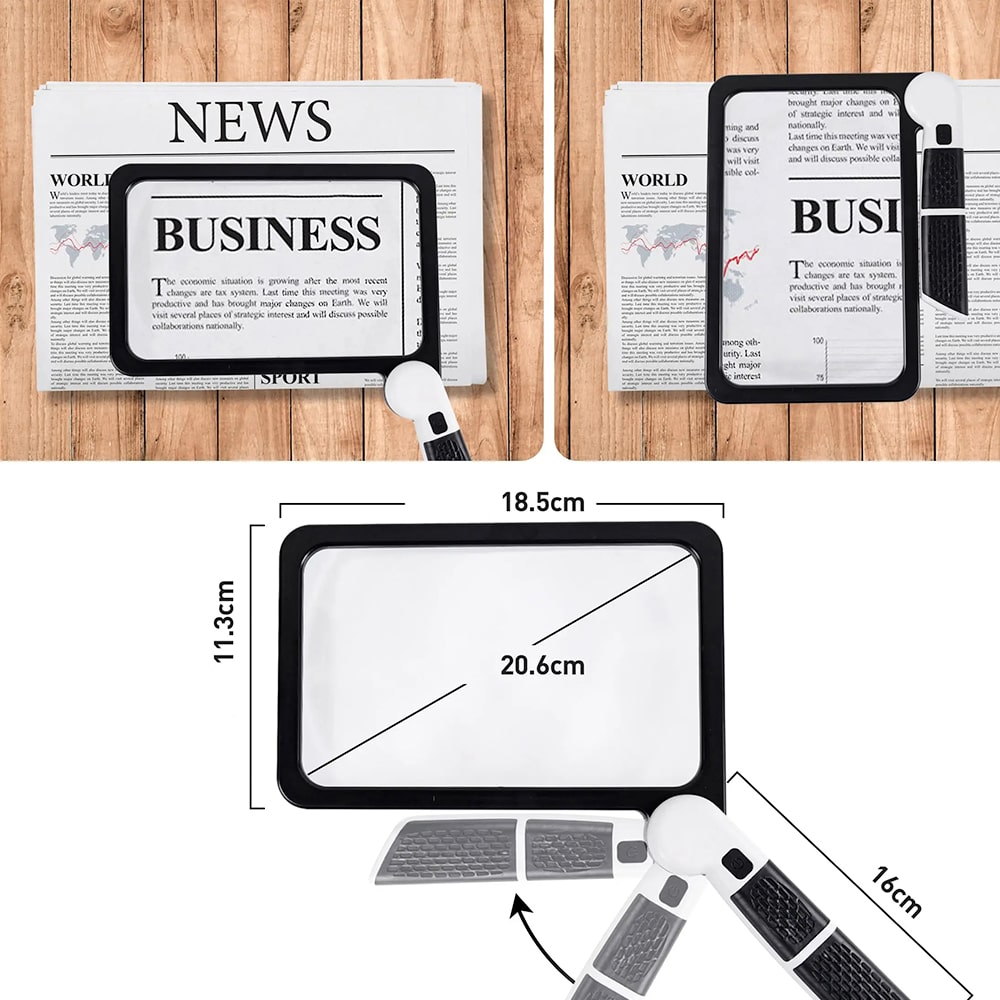 Lupa de lectura LED con aumento de 5x y lente grande