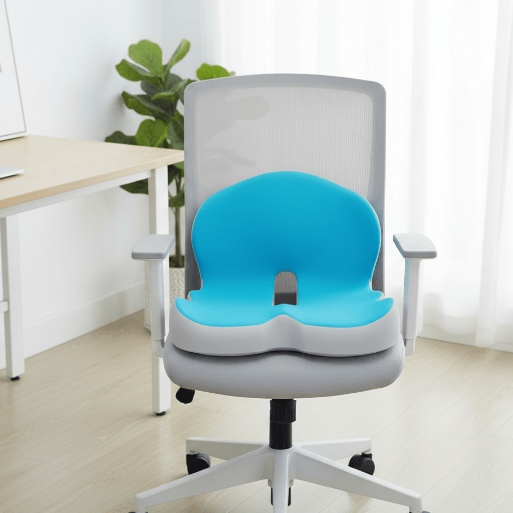 Almofada de assento ergonómica com apoio para as costas e recorte