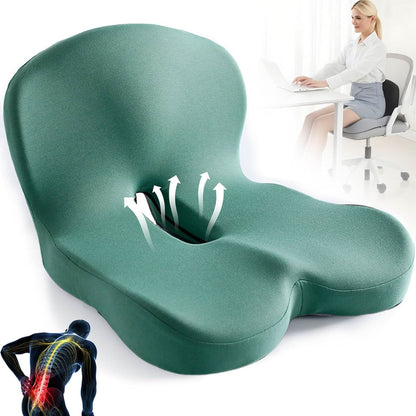 Almofada de assento ergonómica com apoio para as costas e recorte
