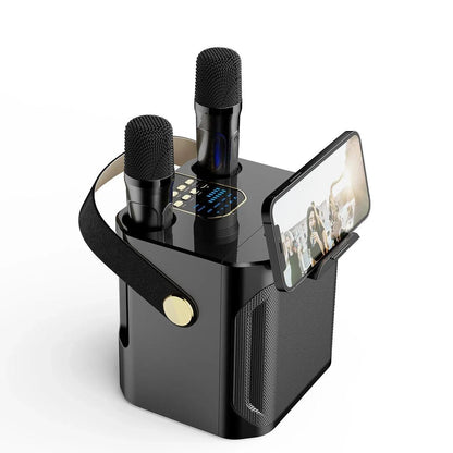 Tragbarer Bluetooth-Karaoke-Lautsprecher mit zwei Mikrofonen