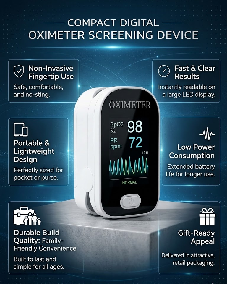 Finger-Pulsoximeter zur SpO2- und Pulsmessung