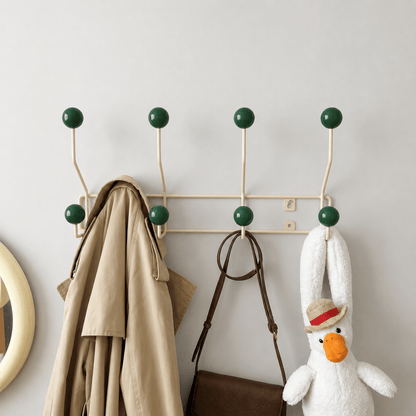 Perchero de pared con ganchos de bola y dos niveles