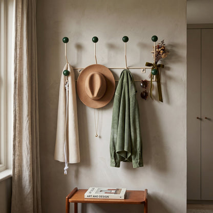 Perchero de pared con ganchos de bola y dos niveles