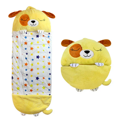 Kinder Schlafsack mit Kuscheltier 2-in-1 Tiermotiv
