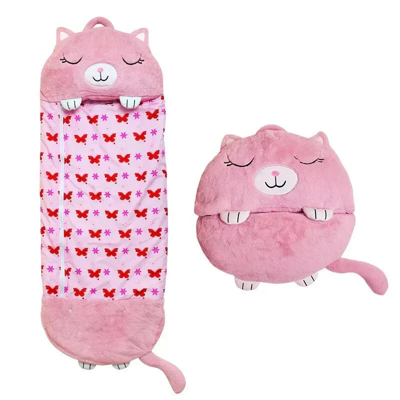 Kinder Schlafsack mit Kuscheltier 2-in-1 Tiermotiv