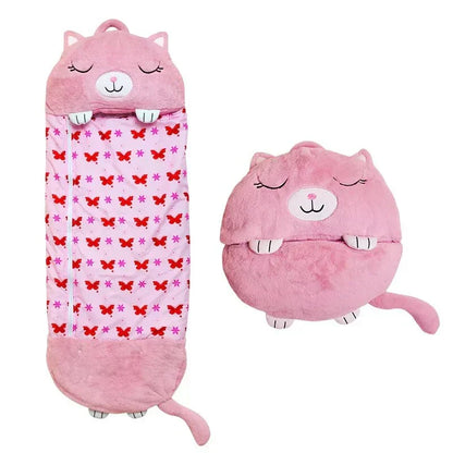Kinder Schlafsack mit Kuscheltier 2-in-1 Tiermotiv