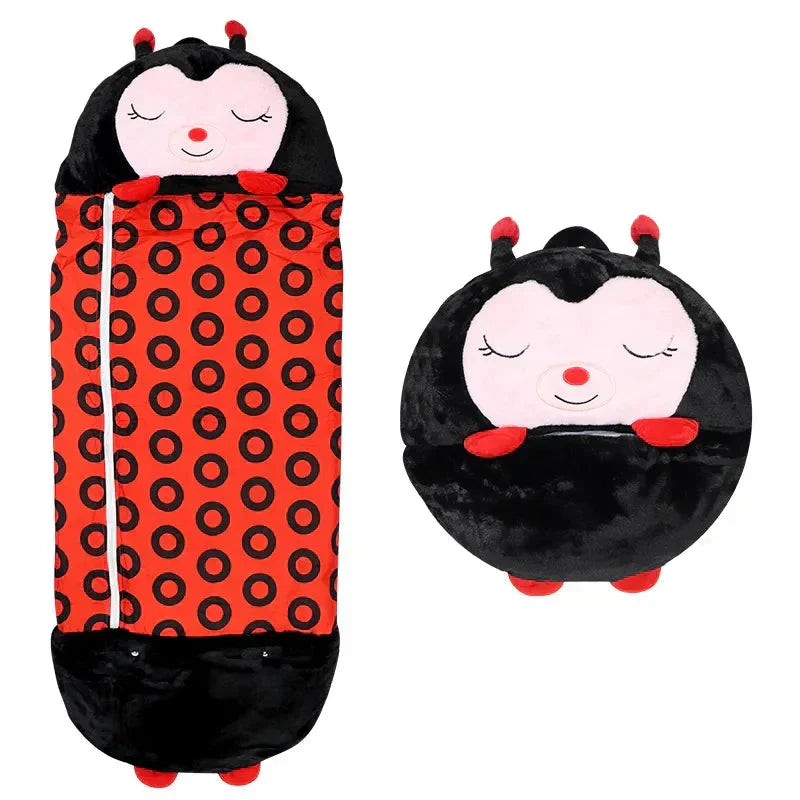 Kinder Schlafsack mit Kuscheltier 2-in-1 Tiermotiv