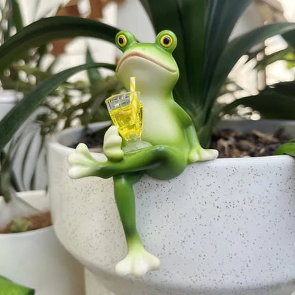 Dekorativer Frosch als Blumentopf-Hänger