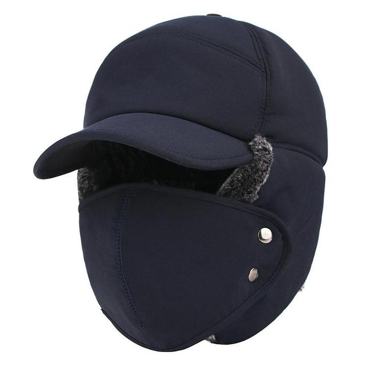Gorro de inverno com abas para as orelhas e proteção facial amovível