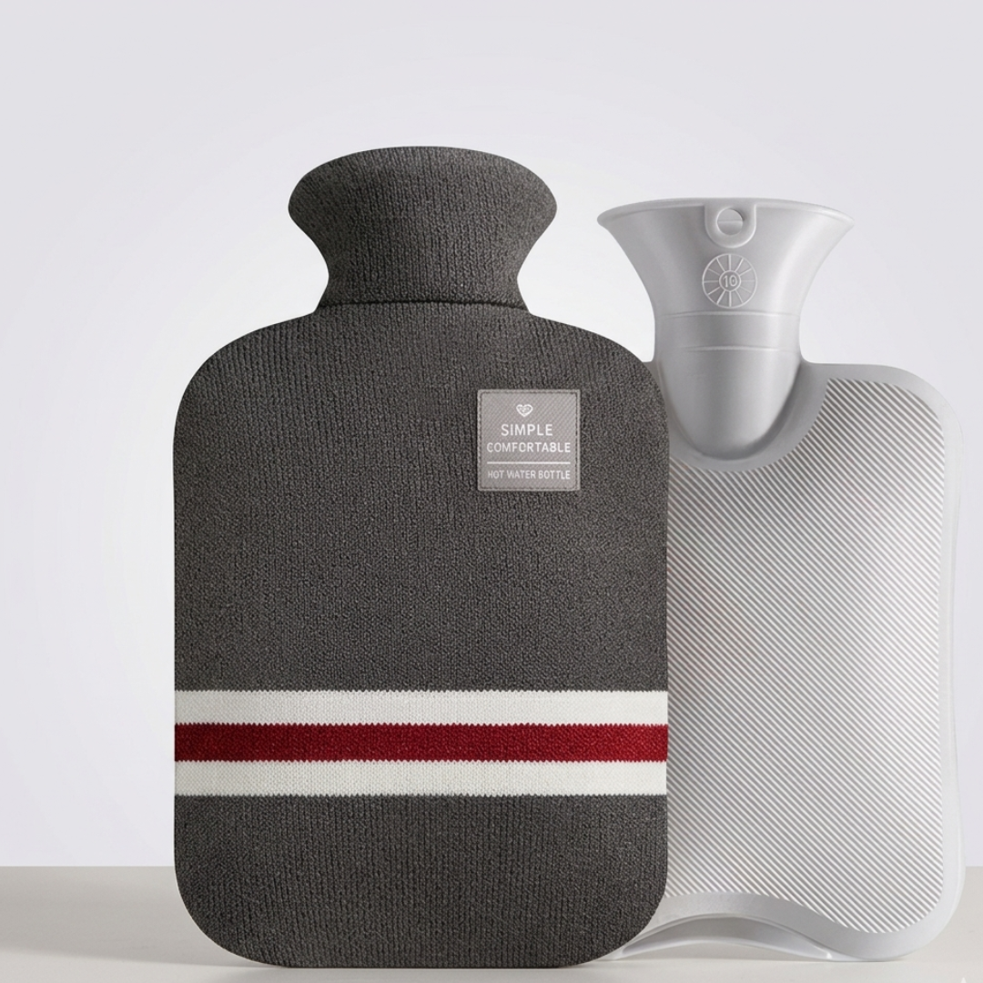 Wärmflasche mit abnehmbarem Strickbezug
