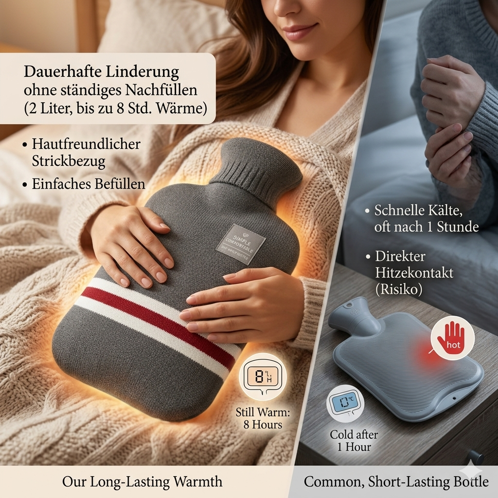 Wärmflasche mit abnehmbarem Strickbezug