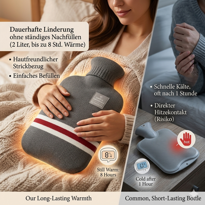 Wärmflasche mit abnehmbarem Strickbezug