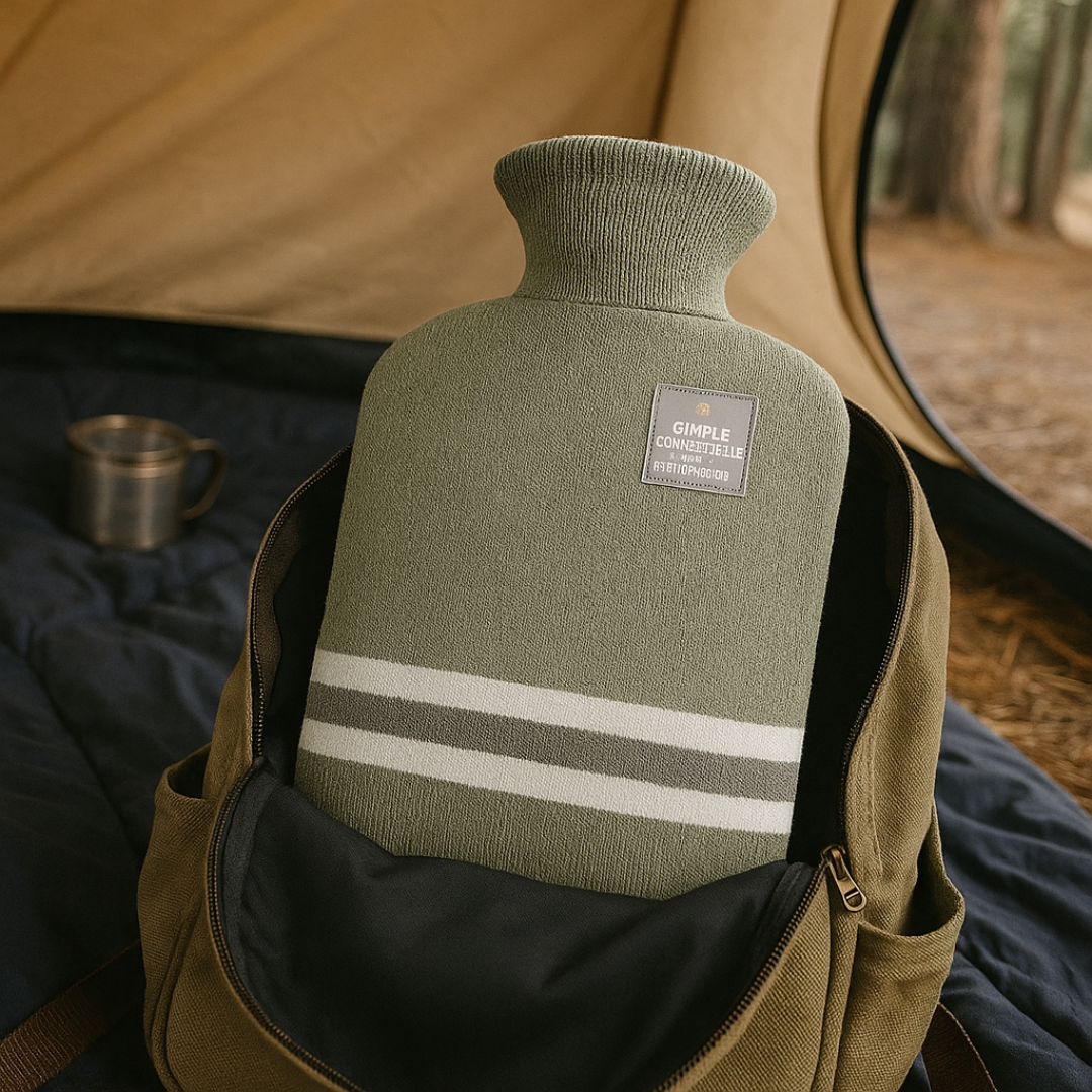Wärmflasche mit abnehmbarem Strickbezug