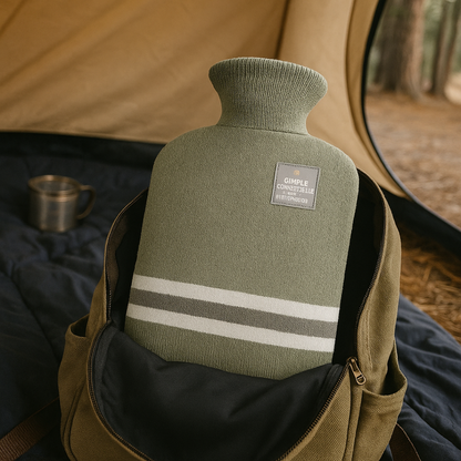 Wärmflasche mit abnehmbarem Strickbezug