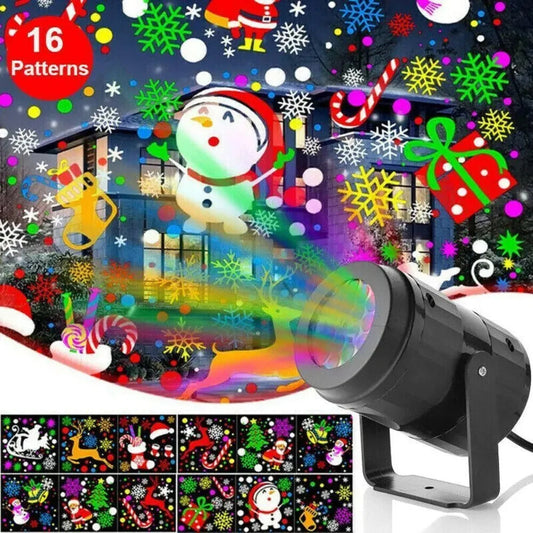 Projetor LED de Natal com motivos festivos coloridos