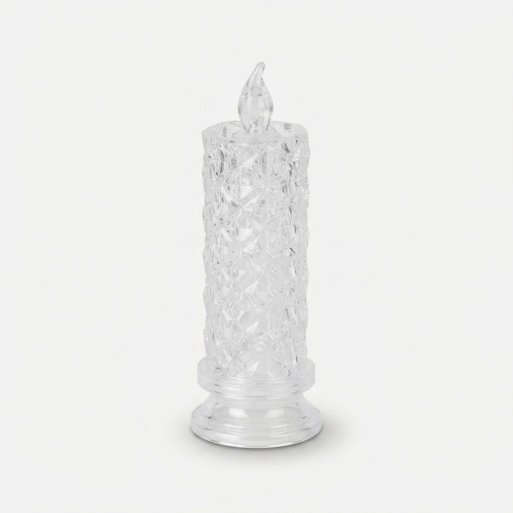 Conjunto de 4 velas LED decorativas com visual de cristal e luz branca quente