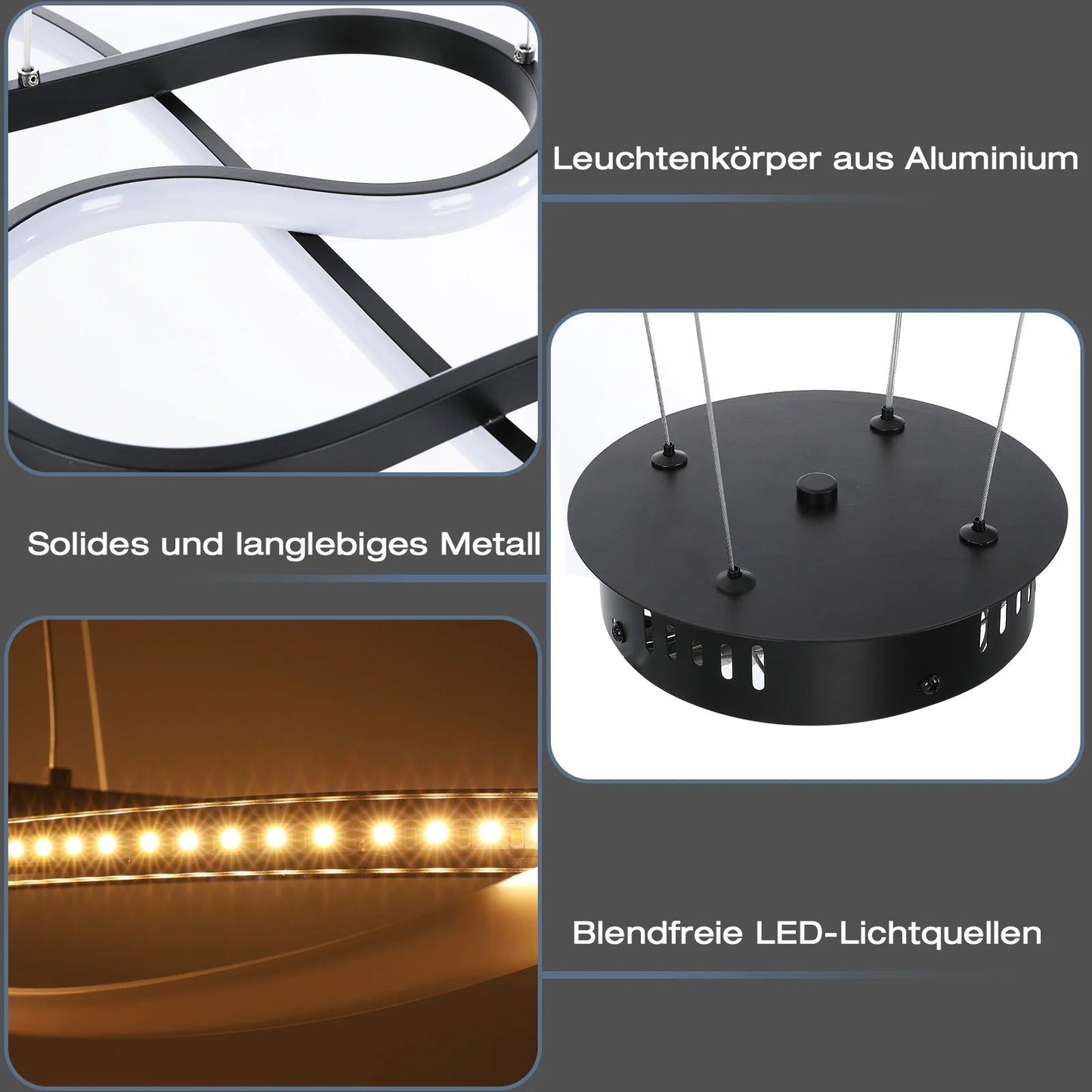 Lámpara colgante LED con diseño de anillo y función regulable