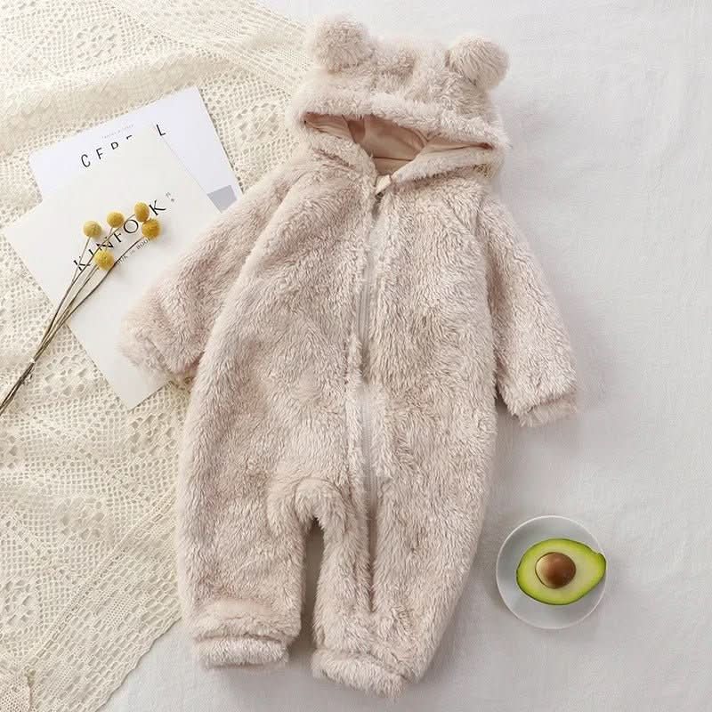 Mono de forro polar para bebé con capucha de oso