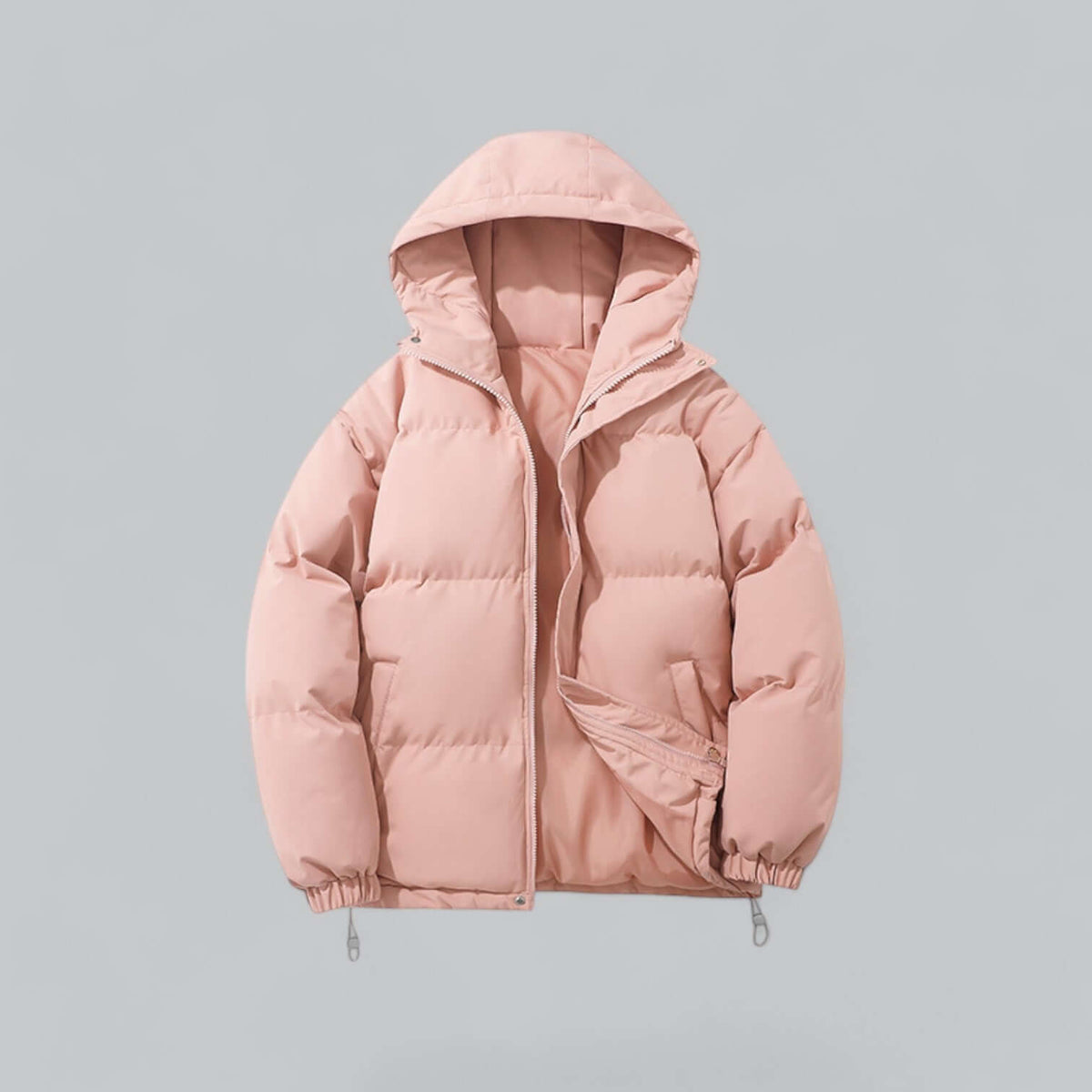 Herren Winterjacke mit Kapuze, Steppdesign und Reißverschluss