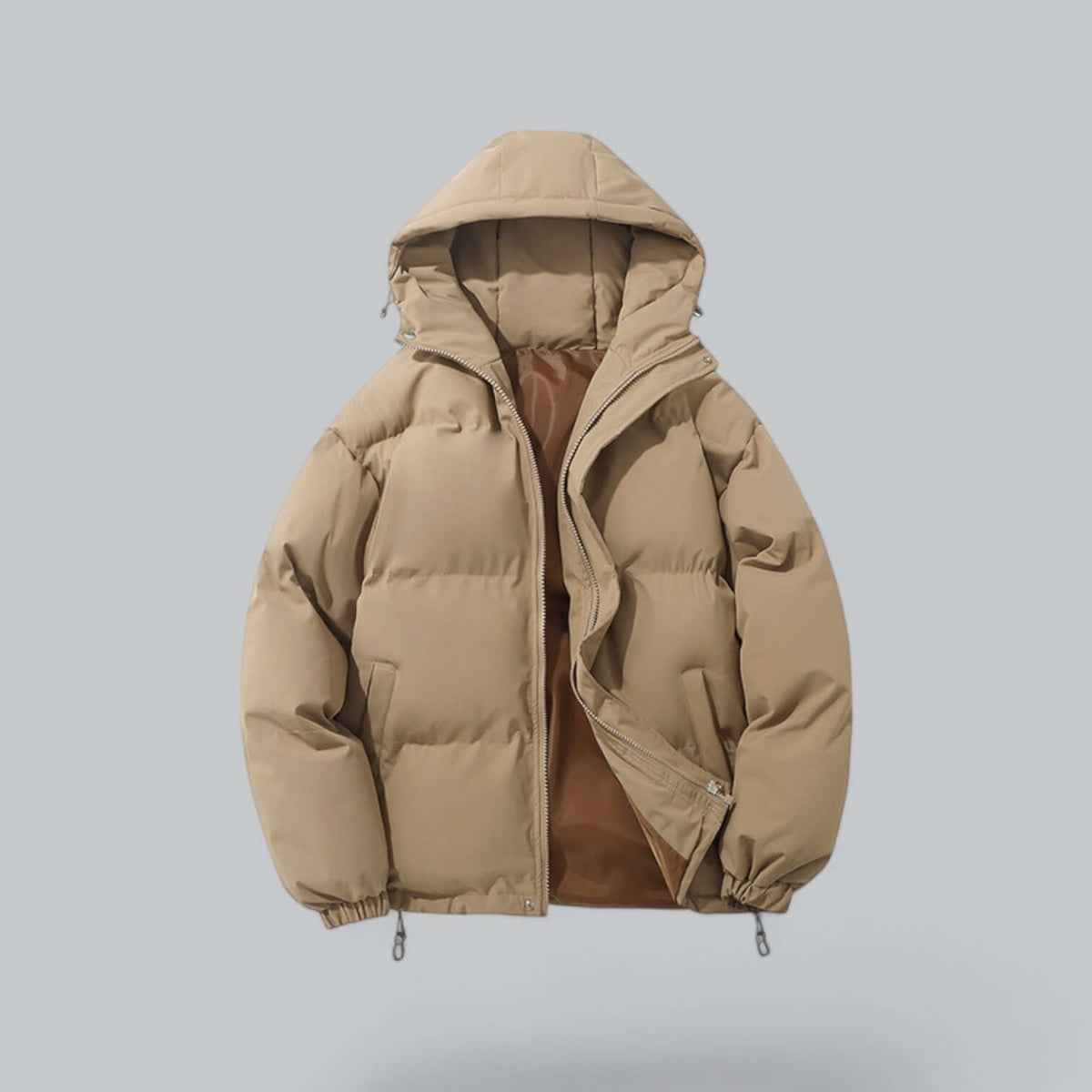 Herren Winterjacke mit Kapuze, Steppdesign und Reißverschluss