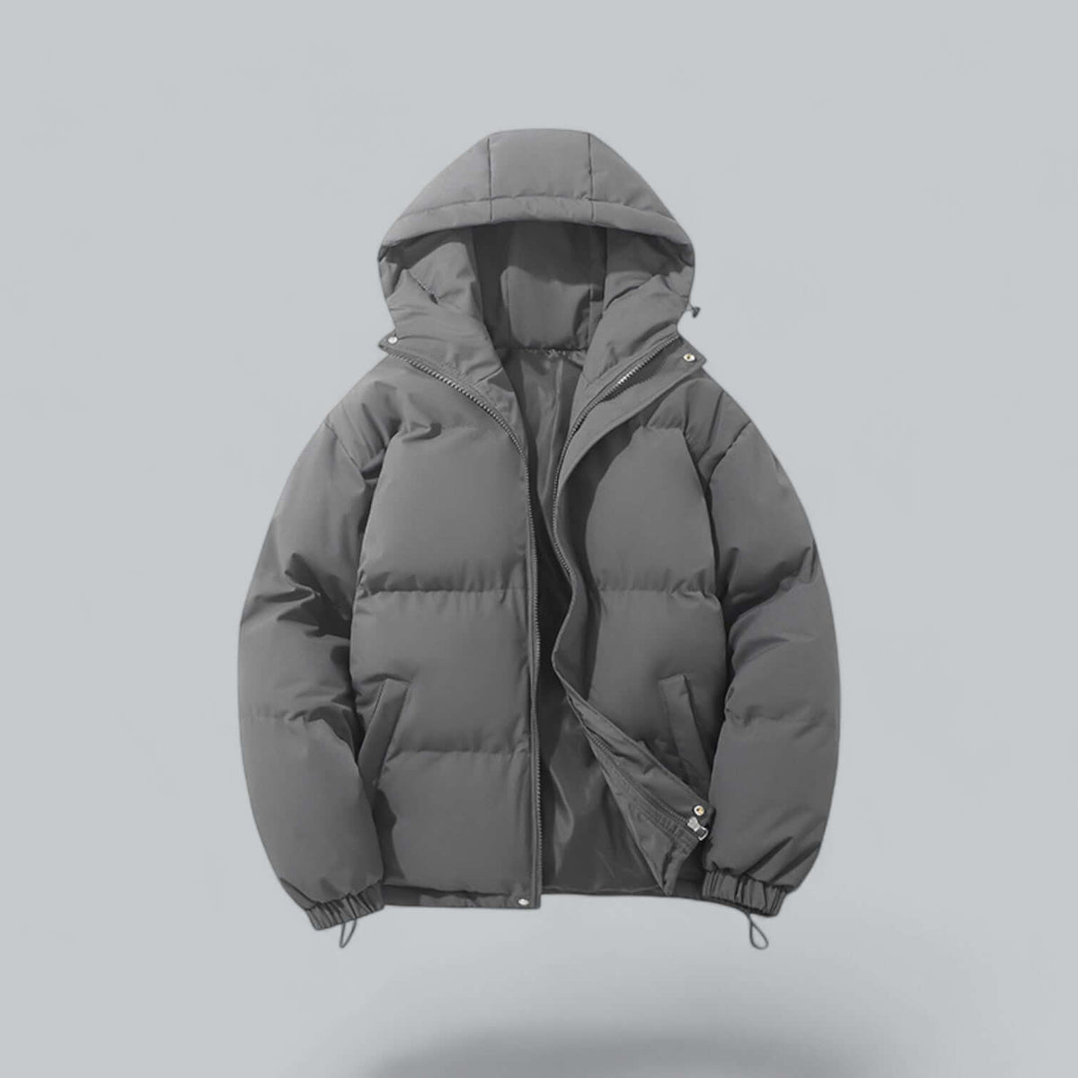 Herren Winterjacke mit Kapuze, Steppdesign und Reißverschluss